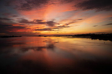Sunrise view from Muttukad bridge, Kovalam, Chennai, Tamilnadu. A view of the colorful morning sky.