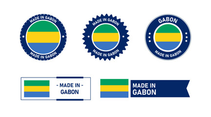 Gabon flag, Made in Gabon. Tag, Seal, Stamp, Flag, Icon vector