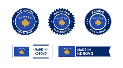 Kosovo flag, Made in Kosovo. Tag, Seal, Stamp, Flag, Icon vector