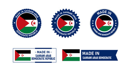Sahrawi Arab Democratic Republic flag, Made in Sahrawi Arab Democratic Republic. Tag, Seal, Stamp, Flag, Icon vector