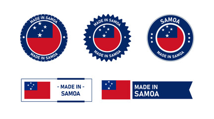Samoa flag, Made in Samoa. Tag, Seal, Stamp, Flag, Icon vector