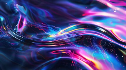 Holographic colorful fluid abstract metallic iridescent background. Creative concept of liquid wave