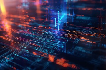 abstract background of coding software for technology, blue and violet tone