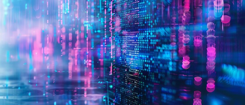 abstract background of coding software for city technology, blue and violet tone