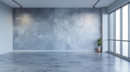 Obraz premium Empty room interiors with natural lighting coming from a window in a minimalist interior design composition with copy space.