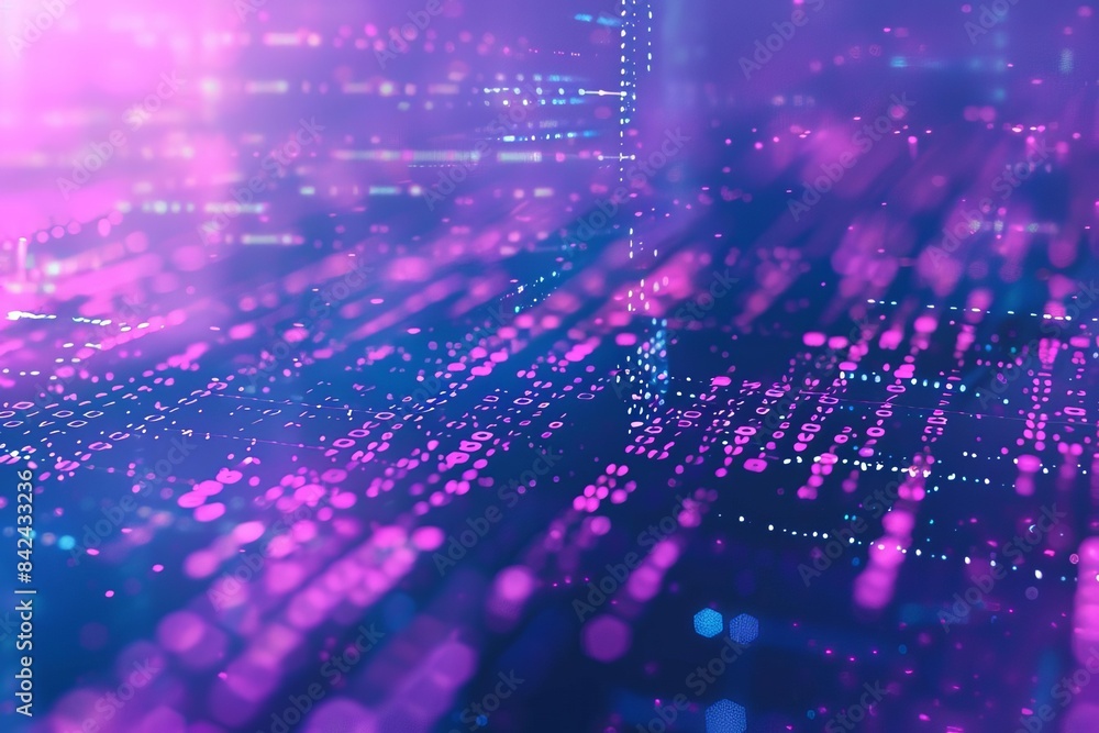 Wall mural abstract background of coding software for business technology, blue and violet tone