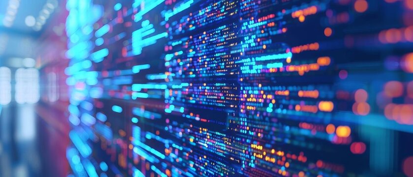 abstract background of coding software for internet technology, blue and violet tone