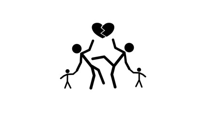 family conflict symbol, black isolated silhouette