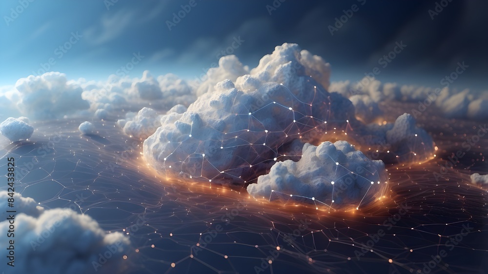 Poster cloud-based software large-scale data transport across the internet. digital technology of the futur