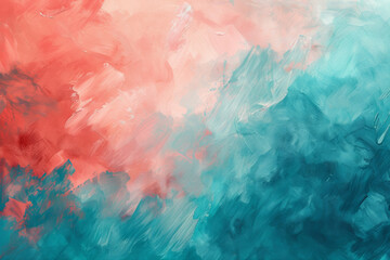 Fototapeta premium Teal and Coral Painting Texture