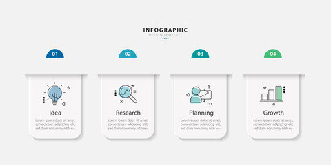 Timeline infographic template. 4 Step timeline journey, calendar Flat simple infographics design template. presentation graph. Business concept with 4 options, vector illustration.