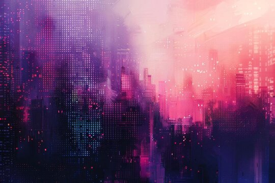 abstract background of coding software for city technology, blue and violet tone