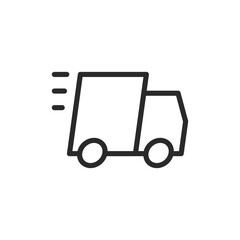 Truck moving fast, linear style icon. Fast delivery. Editable stroke width