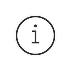 Information, linear style icon. Circular icon with an "i" symbol. Editable stroke width.