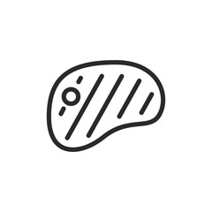 Steak, linear style icon. meat and cooking. Editable stroke width