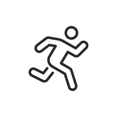 Running person, linear style icon. physical exercise and running activity. Editable stroke width