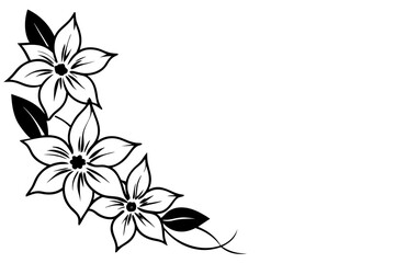 Black and white floral design element