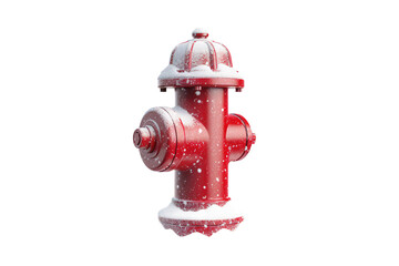 Winters Embrace: The Crimson Hydrant on White or PNG Transparent Background.