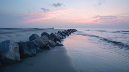 Beach Jetty Rocks at Sunset
