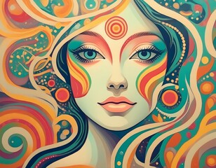 Abstract colorful portrait of a woman