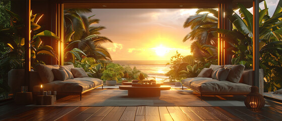 Tropical residence with a breezy lanai and stunning sunset view, octane , ,