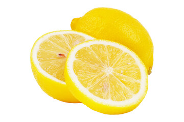 Whole lemon and some cuts cutout transparent 