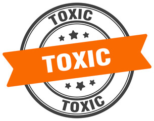 toxic stamp. toxic label on transparent background. round sign