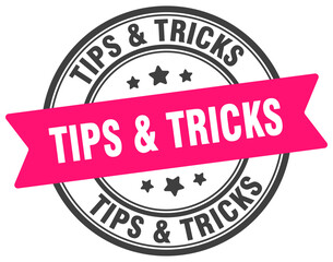 Fototapeta premium tips & tricks stamp. tips & tricks label on transparent background. round sign