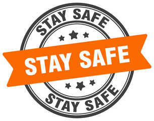 stay safe stamp. stay safe label on transparent background. round sign