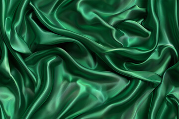 Fototapeta premium Green Silk satin background fabric texture, elegant fashion textile material