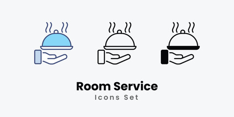 Room Service icons vector set stock illustration.
