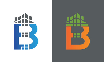 Real Estate b Logo Design Vector. Creative building structure architecture, construction.