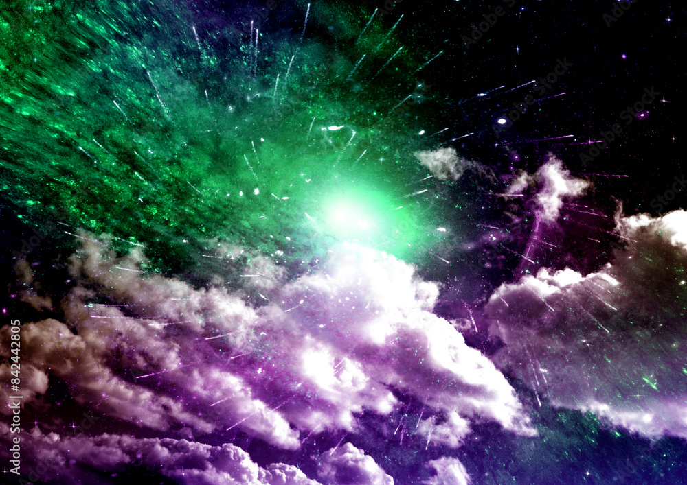 Wall mural galaxy in a free space. 3d rendering