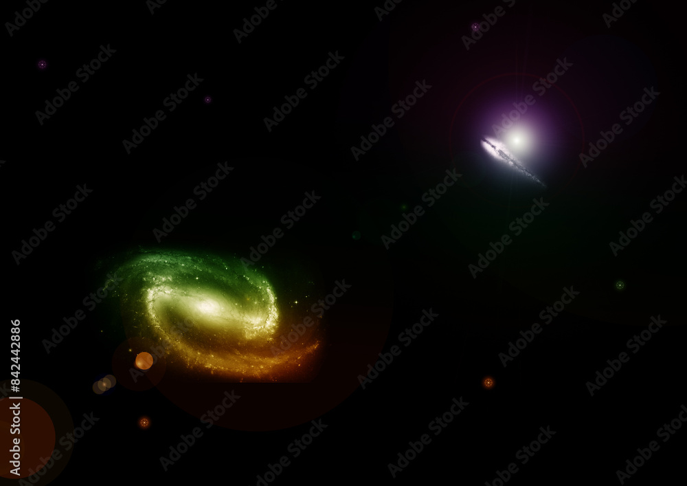 Wall mural galaxy in a free space. 3d rendering