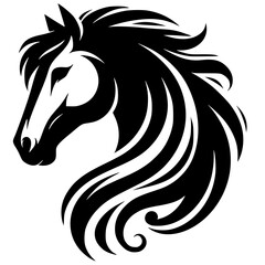 Silhouette of horse head design
