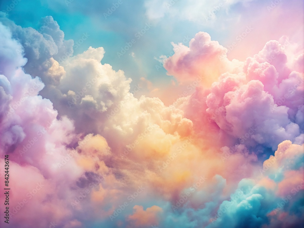 Wall mural Abstract clouds in pastel shades resembling a watercolor painting, abstract, background, clouds, watercolor, painting, colorful, pastel, artistic, beautiful, serene, sky, texture, tranquil - Wall murals