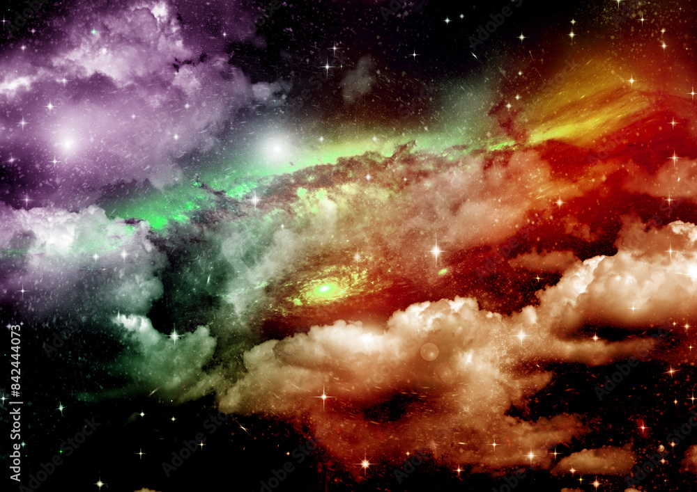 Wall mural galaxy in a free space. 3d rendering