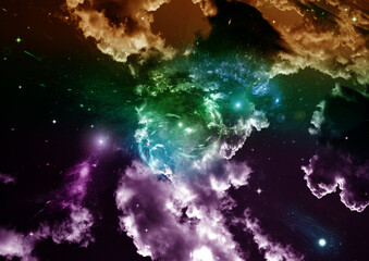 galaxy in a free space. 3D rendering