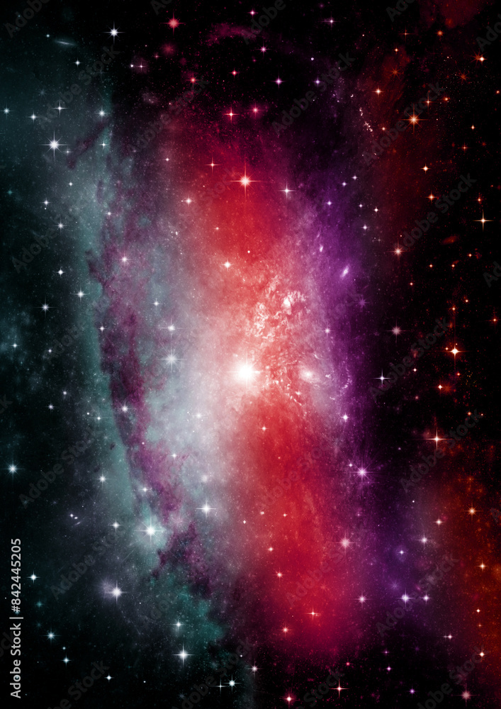 Wall mural galaxy in a free space. 3d rendering