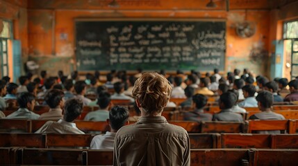 Indian teenagers taking part a school debate in India
