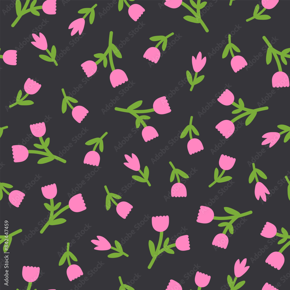 Poster abstract floral seamless pattern. organic nature botanical print. basic colorful naive shapes on a g