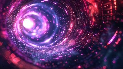 Obraz premium Background with space - purple pink bright colors. High Tech cyber punk galaxy game. Pipline techhnology with neon details