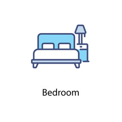 Bedroom icons vector set stock illustration.