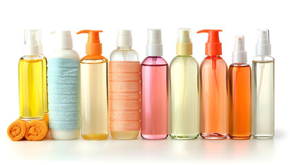 Set of different face cleansers or other cosmetic products isolated on white