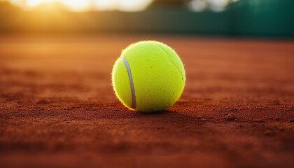 tennis ball on a clay tennis court
