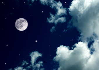 The moon in the night sky