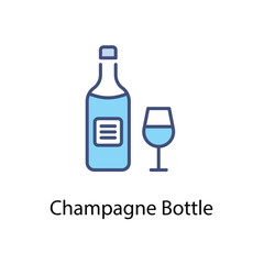 Champagne Bottle icons vector set stock illustration.