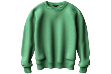 Enchanted Emerald: A Green Sweater on a White Canvas on White or PNG Transparent Background.