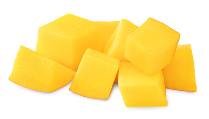 pieces of fresh mango isolated on white background. clipping path