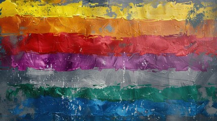 abstract expressionist art style of lgbtq+ flag on grey background
